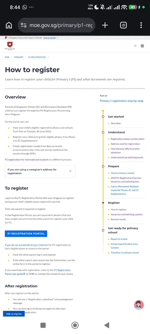 MOE How to register page