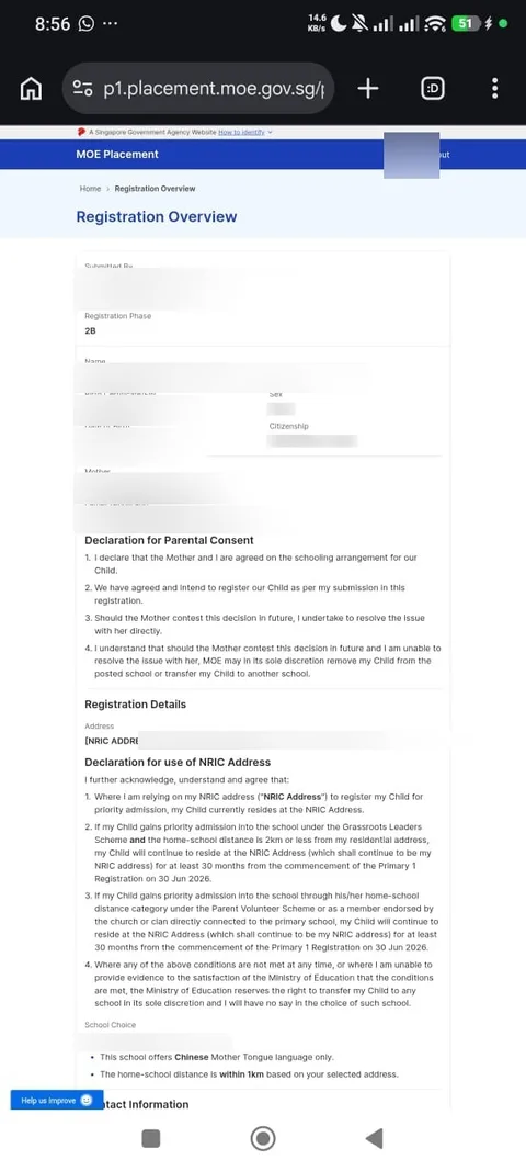 Registration Overview, top of page